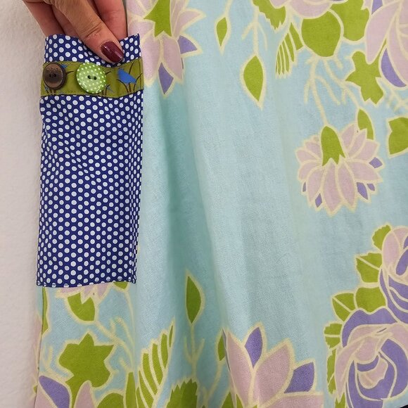 Matilda Jane Womens Sz M Linen Blend Patchwork Floral Print Pleated Hem Skirt - Picture 4 of 13